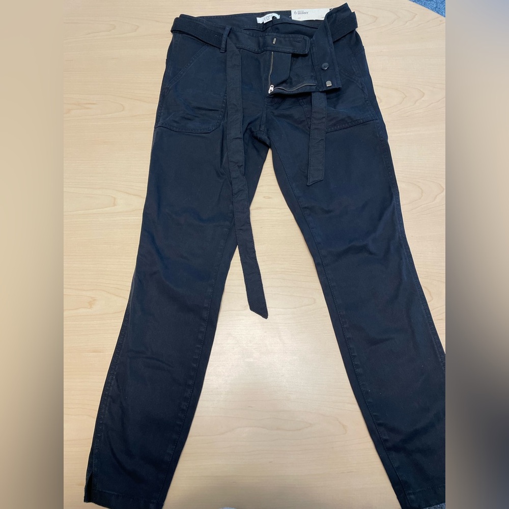 NWT LOFT Black Skinny Pants with Waist Tie/Belt - sz6